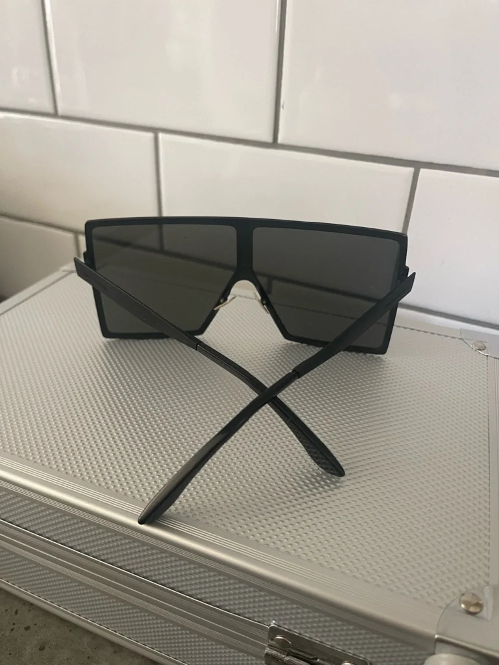 Saint Laurent Oversized Square Black Shield Sunglasses - Picture 6 of 7